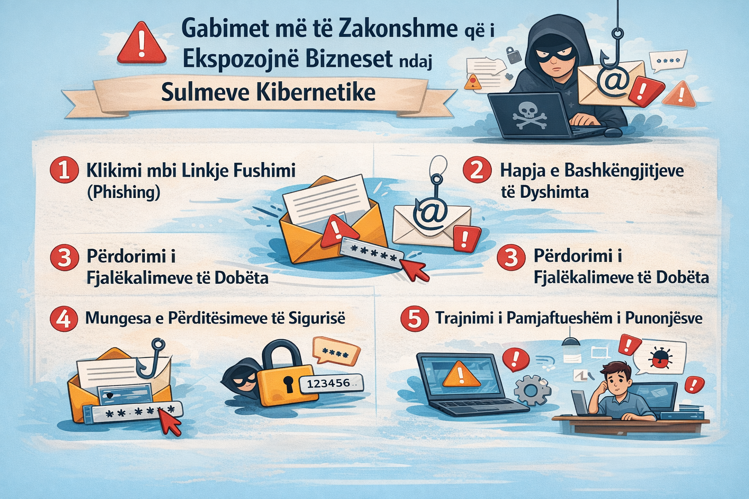 Gabimet më të zakonshme që i ekspozojnë bizneset ndaj sulmeve kibernetike